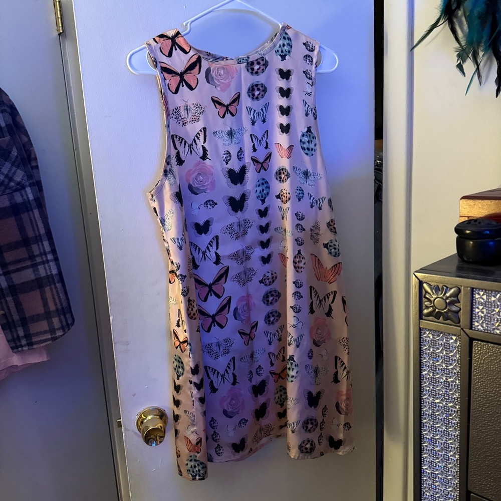 Urban Outfitters Kimchi Blue Carmine Satin Frock Butterfly Ladybug Mini Dress - Picture 3 of 5
